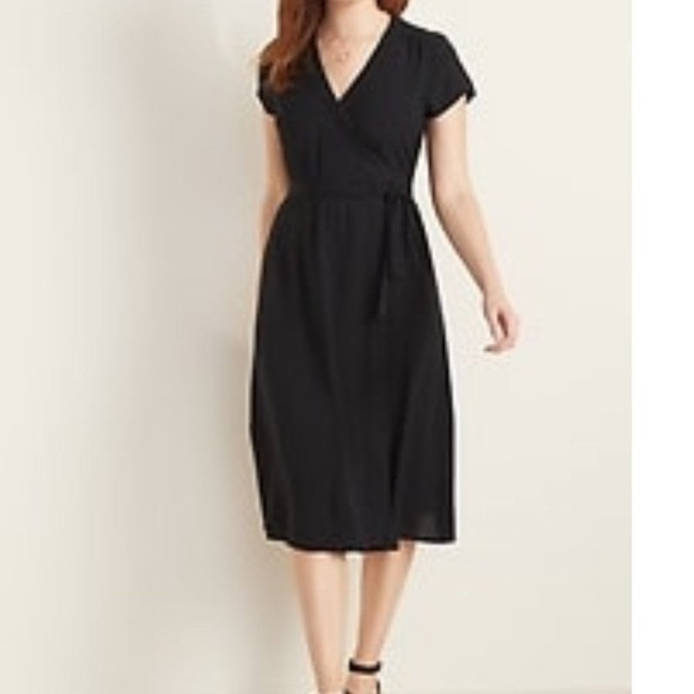 Wrap-Front Midi Dress